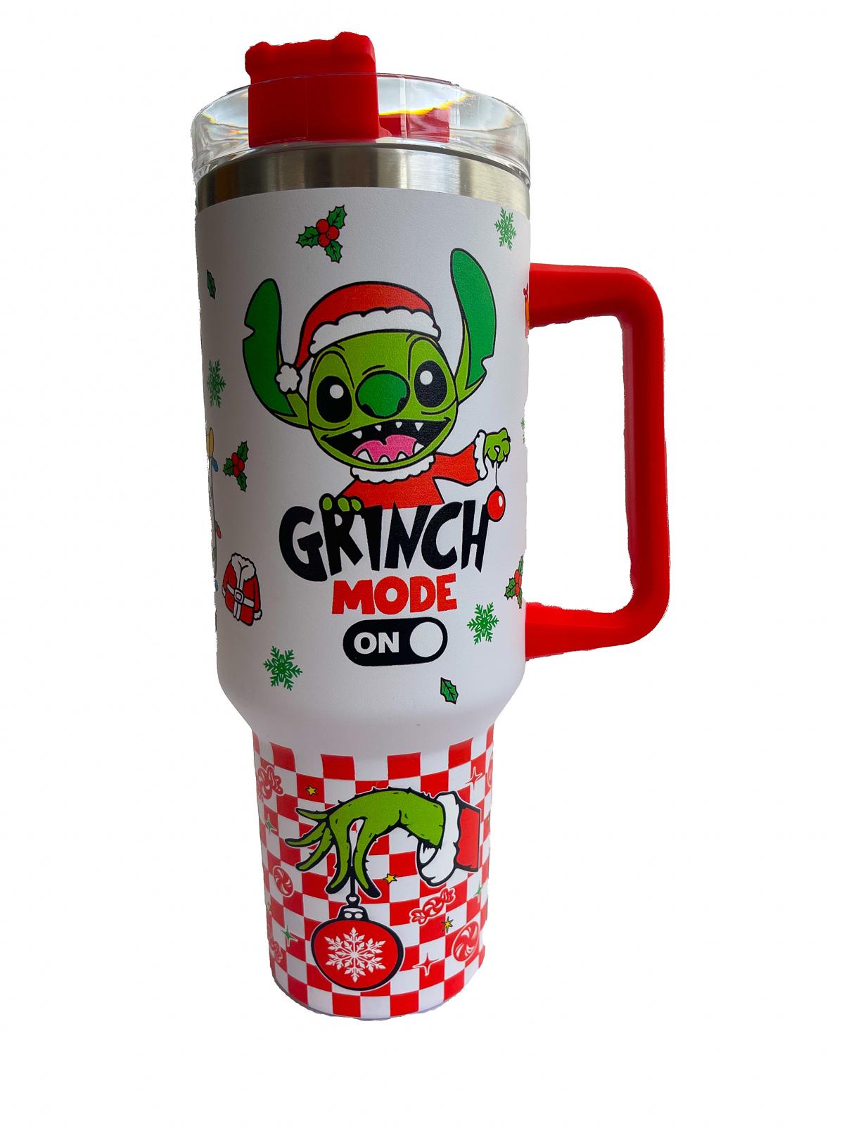 40oz Christmas Cartoon Character Stainless Steel Insulated Tumbler With Handle And Straw!