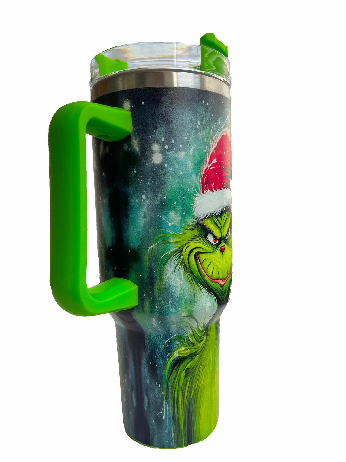 40oz Christmas Cartoon Character Stainless Steel Insulated Tumbler With Handle And Straw!