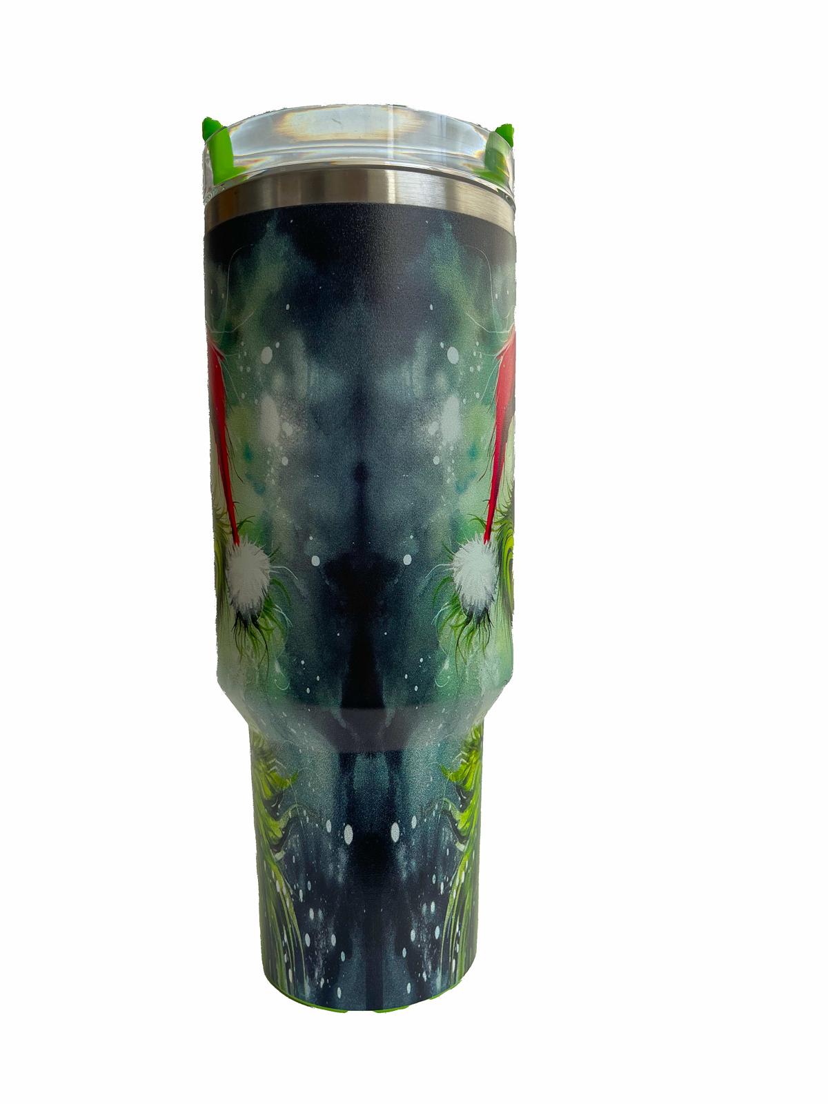 40oz Christmas Cartoon Character Stainless Steel Insulated Tumbler With Handle And Straw!